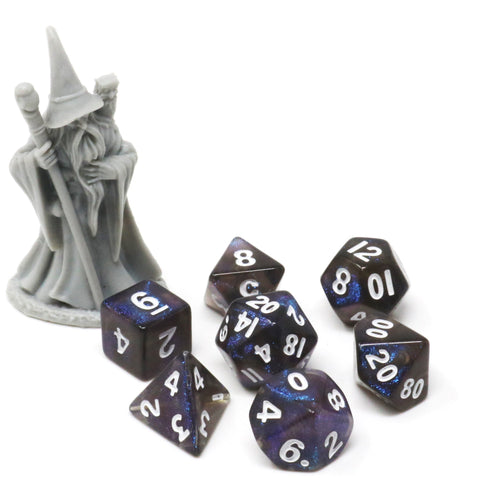 Critlings Mini RPG Dice Set (7) - Indigo Sparkle