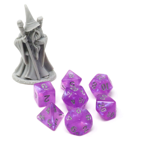 Critlings Mini RPG Dice Set (7) - Magenta Sparkle