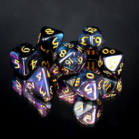 RPG Dice Set (7) - Elessia Moonstone Deepwalker with Gold