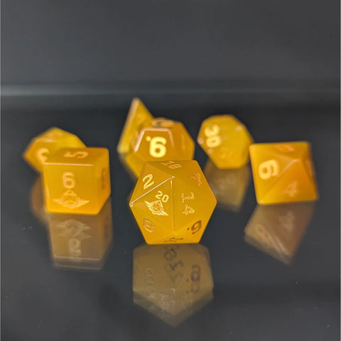Dungeon Master Direct: Gemstone Dice Set (7pc) - Yellow Catseye