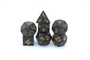 Hymgho Barbarian Solid Metal Polyhedral Dice Set - Matt Black with Gold