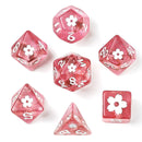 Hymgho 8pc RPG Dice Set: Sakura Blossom Pink w/ White
