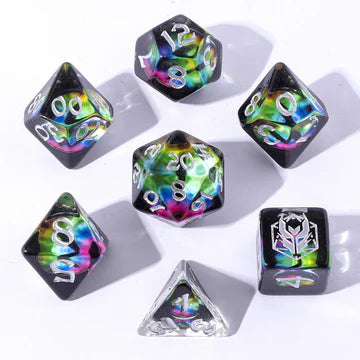 Hymgho 7pc RPG Dice Set: Dragon Eye Chromatic