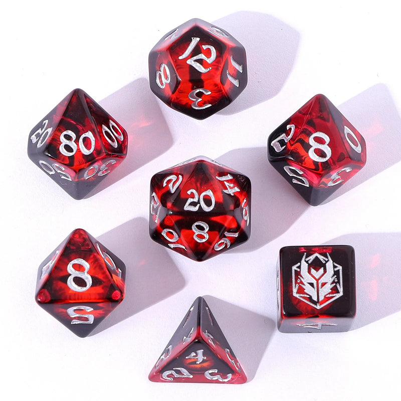 Hymgho 7pc RPG Dice Set: Dragon Eye Red