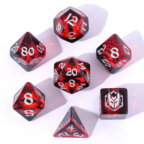 Hymgho 7pc RPG Dice Set: Dragon Eye Red