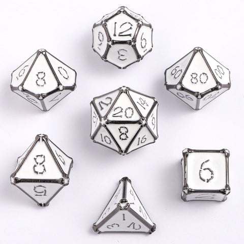 Hymgho Bone Collector Solid Metal Dice Set - Gunmetal with White