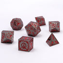 Hymgho Wizard Solid Metal Polyhedral Dice Set - Gunmetal w/ Blood