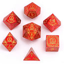 Hymgho Wizard Solid Metal Polyhedral Dice Set - Red w/ Gold