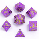 Hymgho Wizard Solid Metal Polyhedral Dice Set - Purple w/ Gold