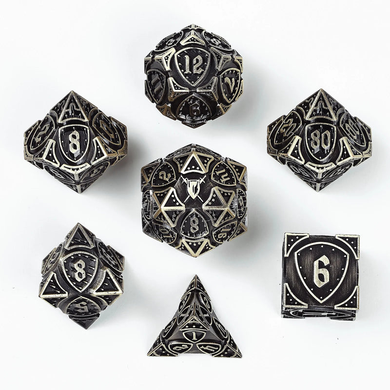 Hymgho Solid Metal Fighter Class RPG Dice Set - Ancient Bronze