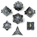 Hymgho Solid Metal Paladin Class RPG Dice Set - Gunmetal w/ Gold