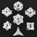Hymgho Solid Metal Paladin Class RPG Dice Set - Matt White/Blood Spatter