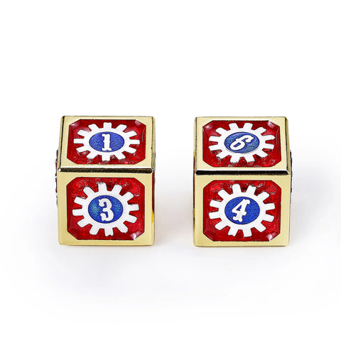 Hymgho Cogcraft Fidget 2x D6 - Casino - Red/Blue/Silver/Gold