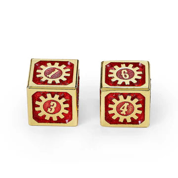 Hymgho Cogcraft Fidget 2x D6 - Emberforge - Red/Gold