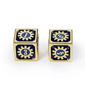 Hymgho Cogcraft Fidget 2x D6 - Vault Dweller - Blue/Gold