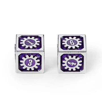 Hymgho Cogcraft Fidget 2x D6 - Chrononaut - Purple/Silver