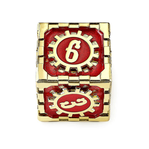 Hymgho Mythic Size Cogcraft Fidget D6 - Emberforge - Red & Gold