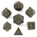 Hymgho Solid Metal Bard RPG Dice Set - Matt Black w/Gold