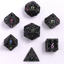 Hymgho Hollow Metal RPG Dice set - Illithids Mind Cage - Black w/ Chromatic