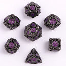Hymgho Hollow Metal RPG Dice set - Rose Gunmetal w/Purple
