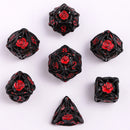 Hymgho Hollow Metal RPG Dice set - Rose Black w/Blood Splatter (Copy)