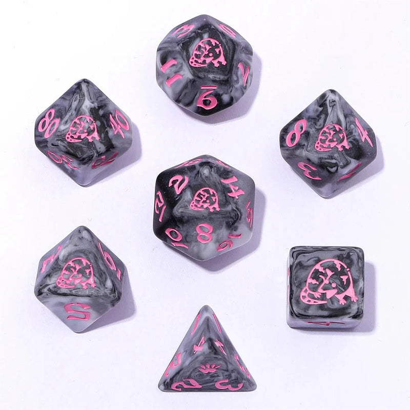 Hymgho 7pc RPG Dice Set: Opossum - Grey