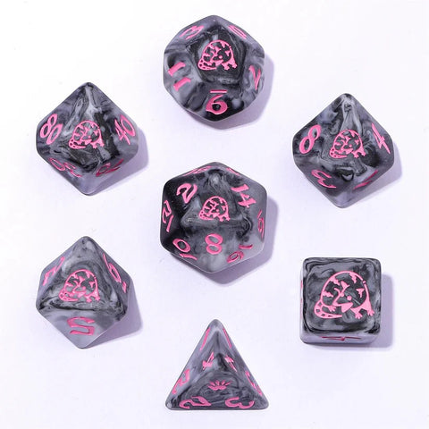 Hymgho 7pc RPG Dice Set: Opossum - Grey
