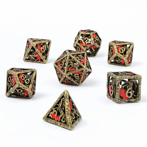 Hymgho Hollow Metal RPG Dice set - Dragon's Hymn - Ancient Bronze
