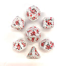 Hymgho Hollow Metal RPG Dice set - Necromancer - White w/ Blood Splatters
