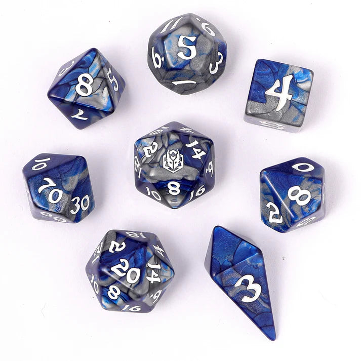 Hymgho 8pc RPG Dice Set: Paladin Steel