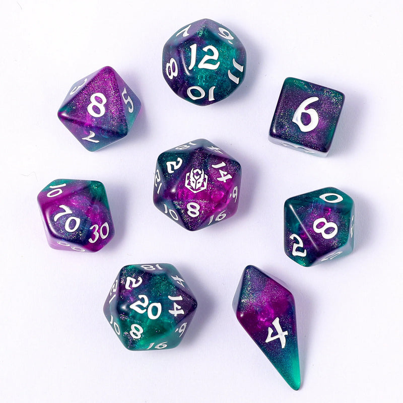 Hymgho 8pc RPG Dice Set: Jester's Cloak