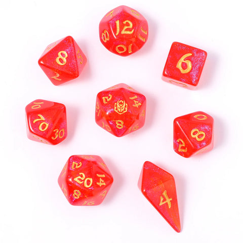 Hymgho 8pc RPG Dice Set: Fireball