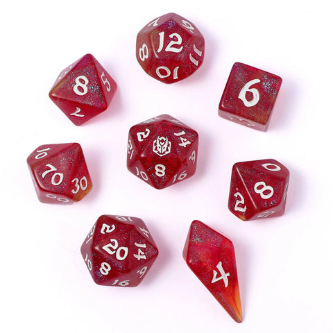 Hymgho 8pc RPG Dice Set: Infernal Spark
