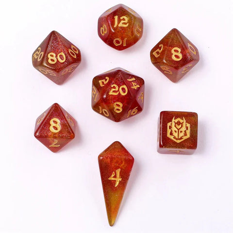 Hymgho 7pc Mini RPG Dice Set: Phoenix Feather
