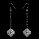 Hymgho Dragon's Eye D20 Earrings - Silver w/ Pink Gems