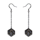Hymgho Dragon's Eye D20 Earrings - Gunmetal w/ Purple Gems