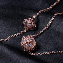 Dragon's Eye 7 Die Necklace - Rose Gold w/ Blue Gems
