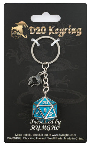 D20 Keychain Draconis - Glow in the Dark Blue