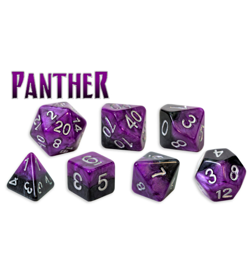 RPG 7 Dice Set: Halfsies Dice - 'Panther'