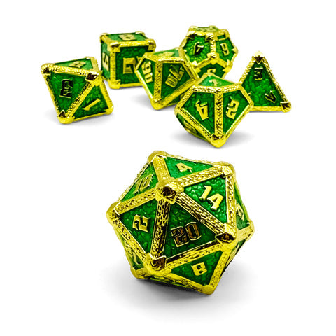Hydrascale Metal Dice (7) - Cursed Emerald