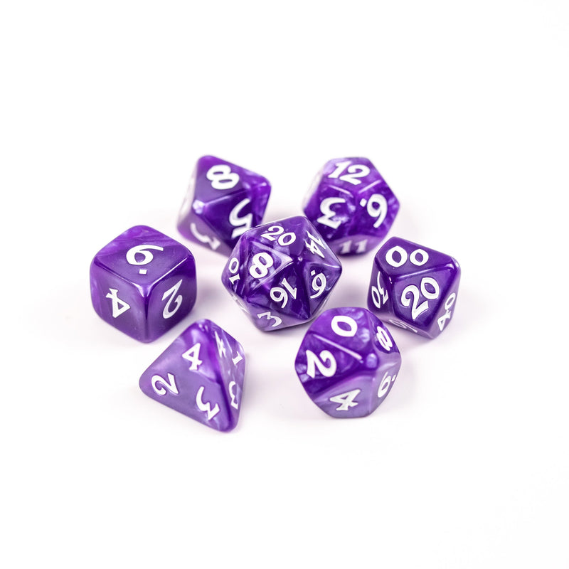 RPG Dice Set (7) - Elessia Essentials Purple with White