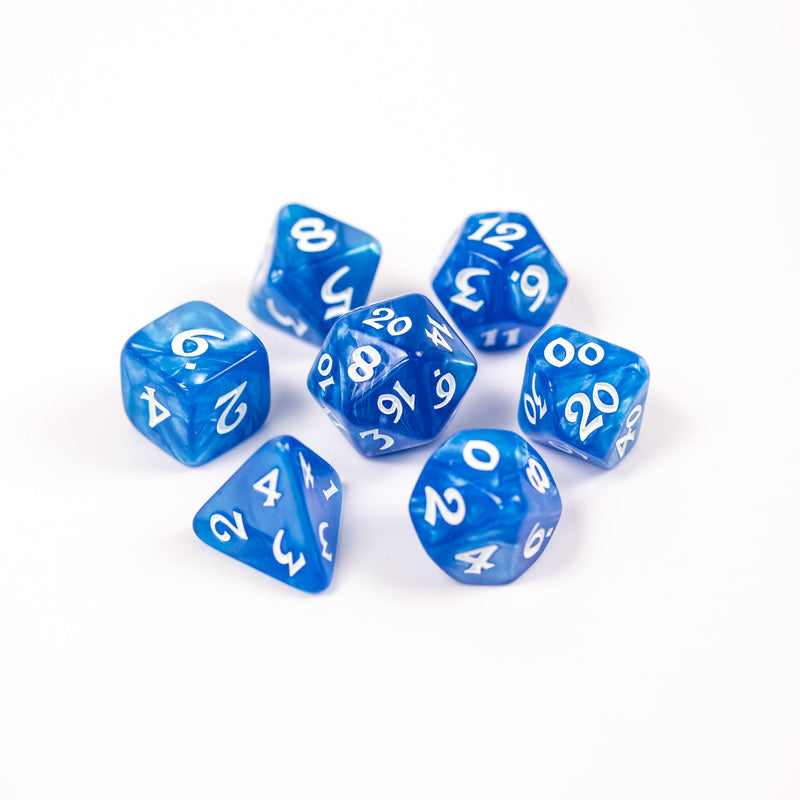 RPG Dice Set (7) - Elessia Essentials Blue with White