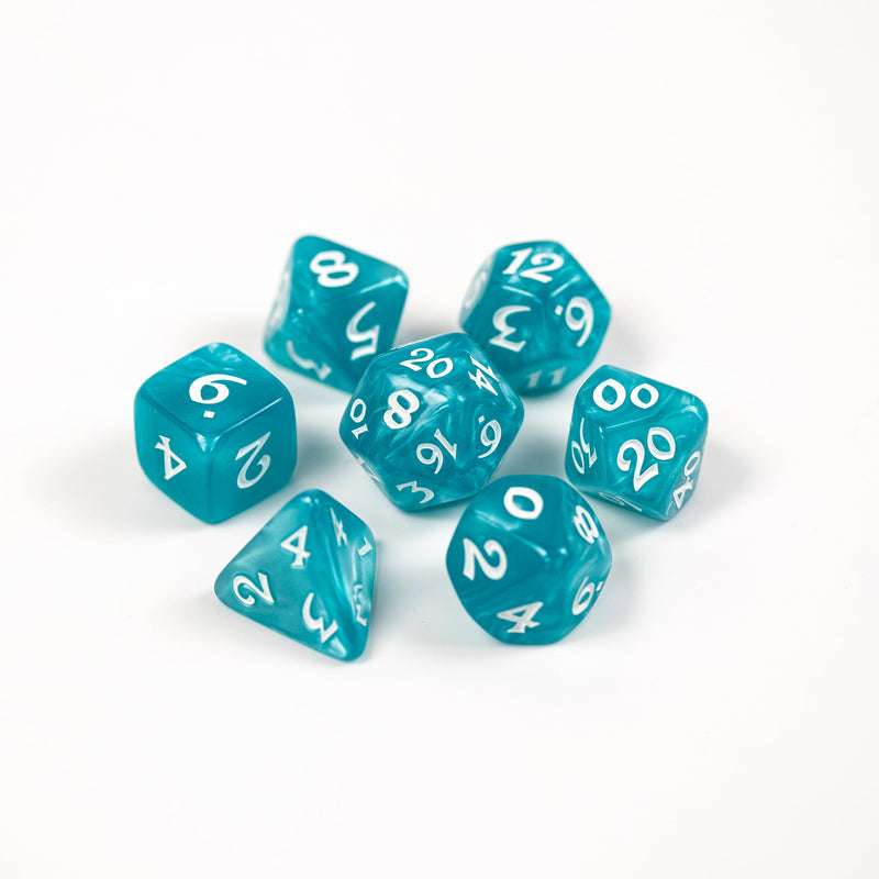 RPG Dice Set (7) - Elessia Essentials Teal with White