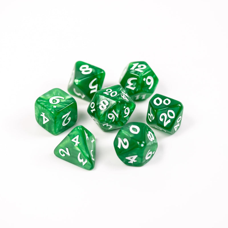 RPG Dice Set (7) - Elessia Essentials Green with White