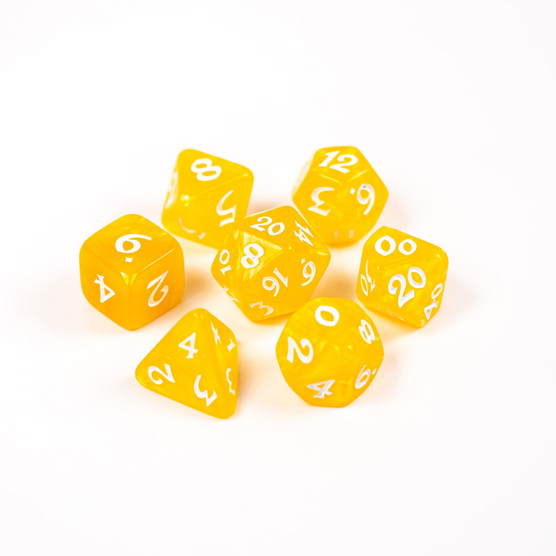 RPG Dice Set (7) - Elessia Essentials Yellow with White