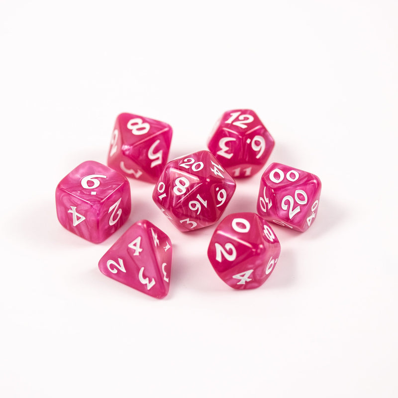 RPG Dice Set (7) - Elessia Essentials Pink with White