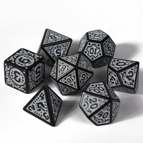 7pc RPG Set - Magic Flame - Silver