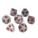 RPG Dice Set (7) - Avalore Talisman Mist with Crimson
