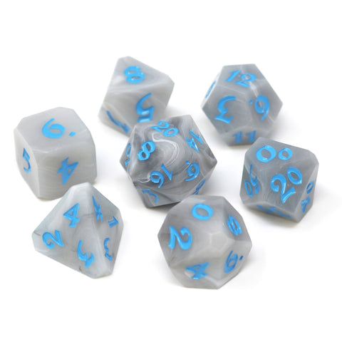 RPG Dice Set (7) - Avalore Talisman Mist with Light Blue