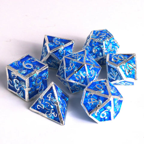 Die Hard Dice: 7pc RPG Set - Gravehold Silver w/ Blue